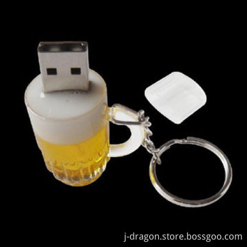Promotional Plastic Beer Cup Design USB Flash Drive for Christmas Gift, with 64MB to 16GB Capacity